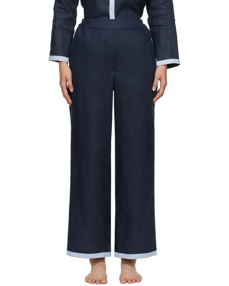 SLEEPER Navy Garrick Trousers Navy