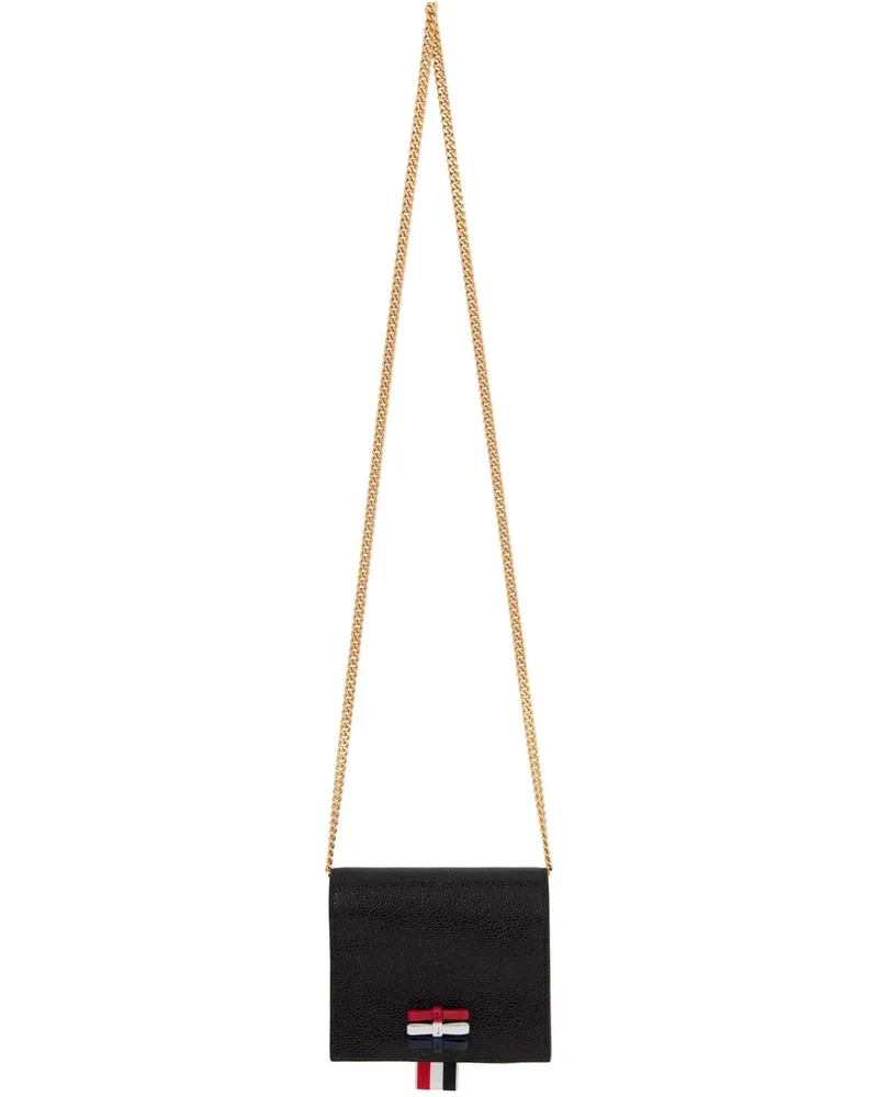 Thom Browne Black 3-Bow Chain Card Holder Black