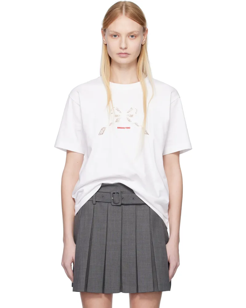 SHUSHU/TONG White Lace Patchwork Oversize T-shirt Wh100