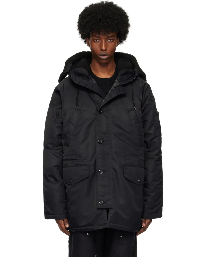 Carhartt WIP Black Hooded Olten Parka Coat 89xx