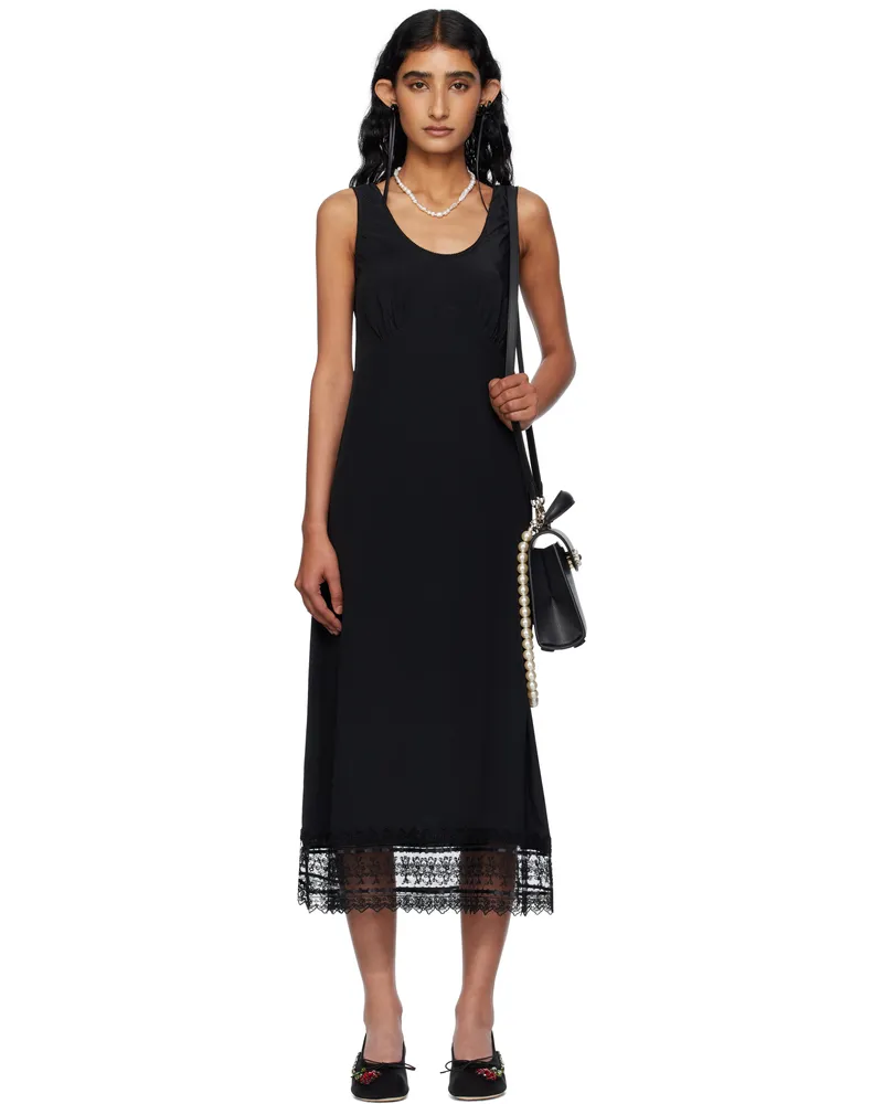 Simone Rocha Black Trim Slip Midi Dress Black