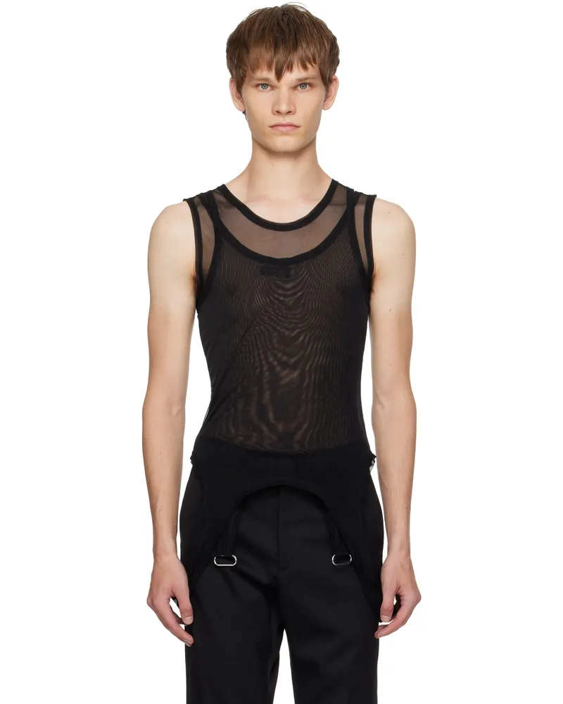 Thierry Mugler Black Garter Tank Top Black
