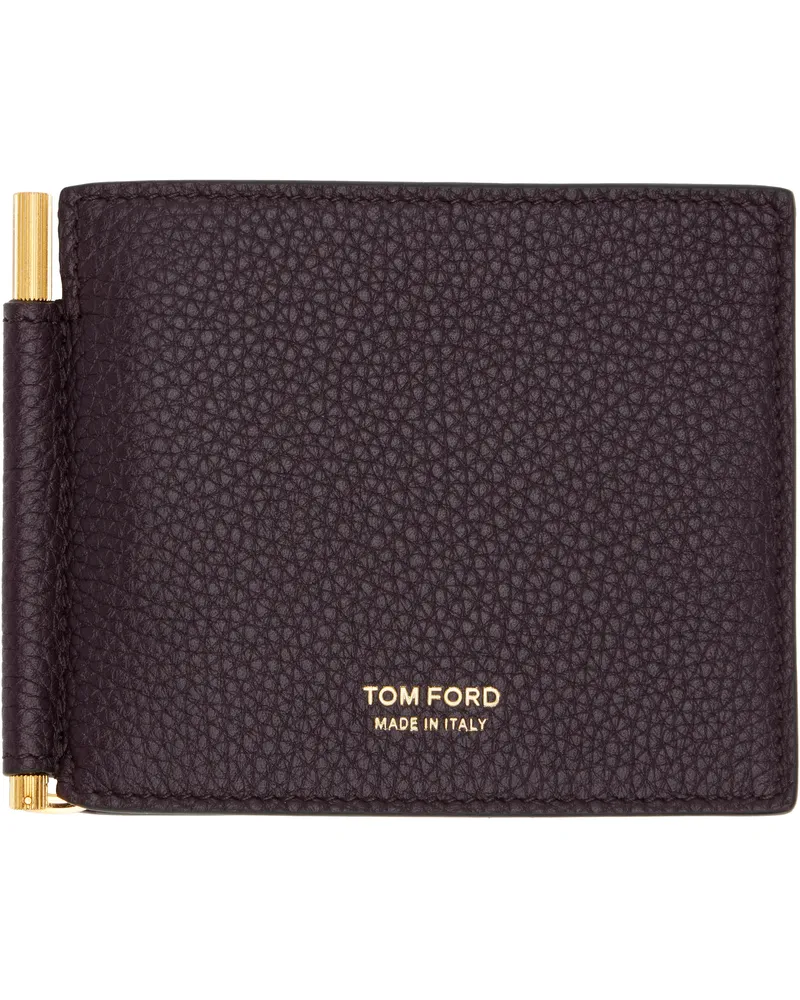 Tom Ford Burgundy Grain Leather Money Clip Wallet 1r011