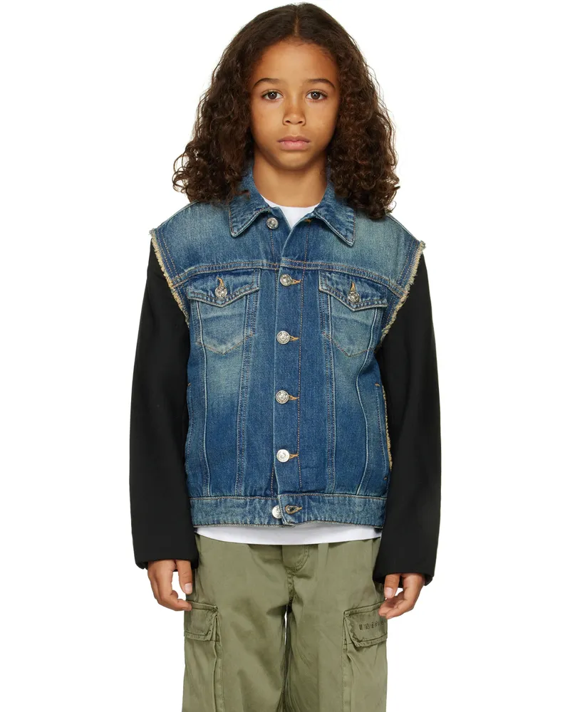 Maison Margiela Kids Blue & Black Paneled Denim Jacket M6c08