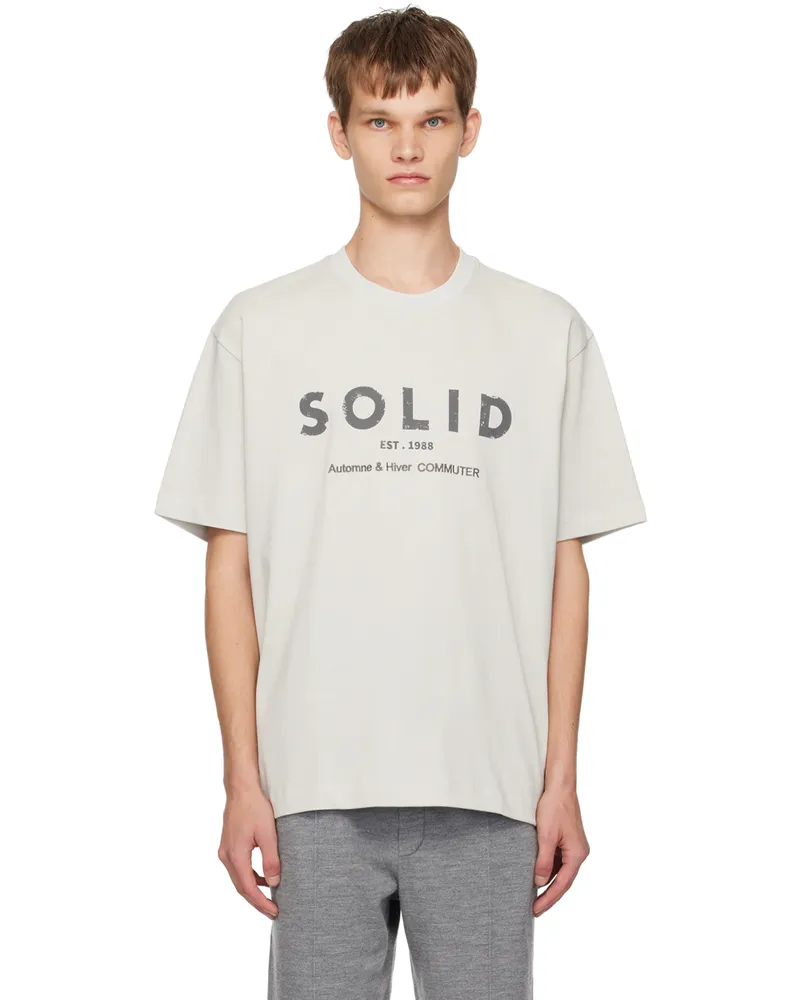 SOLID HOMME Gray 'Solid' Logo T-shirt 733g