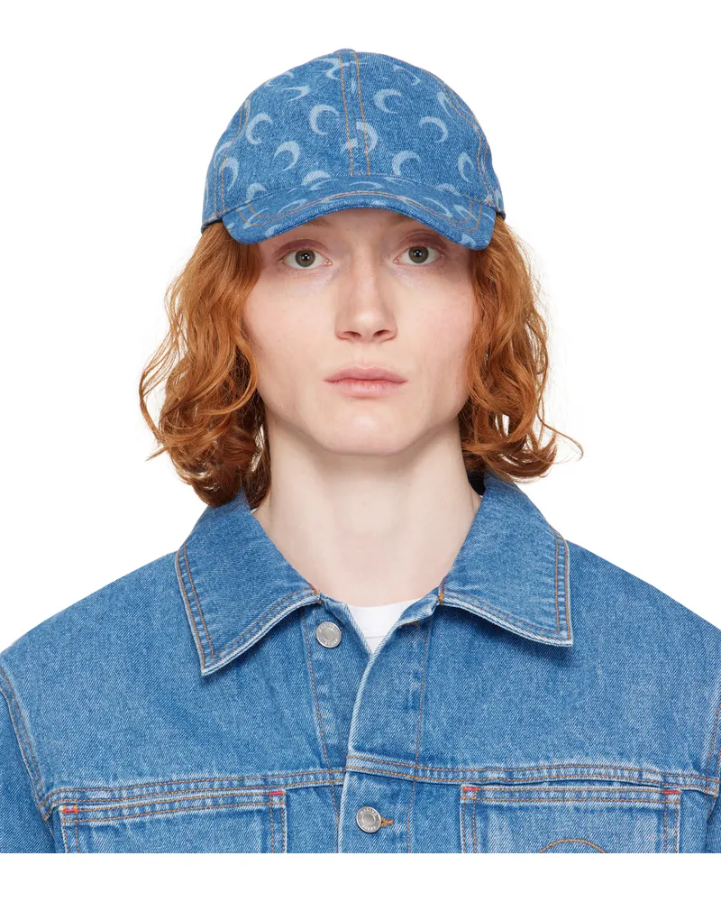 Marine Serre Blue Moon Laser Denim Baseball Cap Bl05