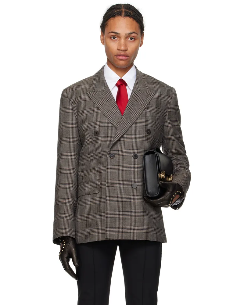 Ernest W. Baker Brown Double Breasted Blazer Brown