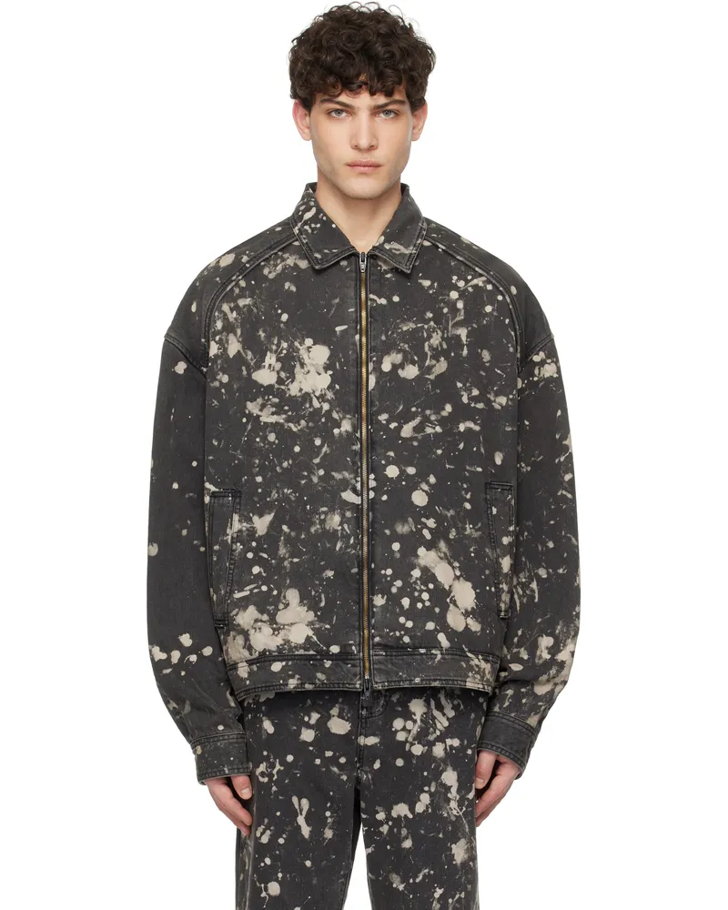 JUUN.J Black Paint Dyed Harrington Denim Jacket 5