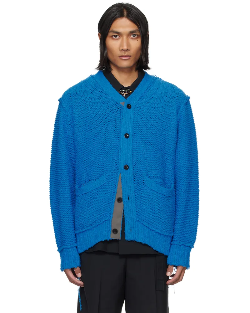 Sacai Blue Loose Thread Cardigan 401