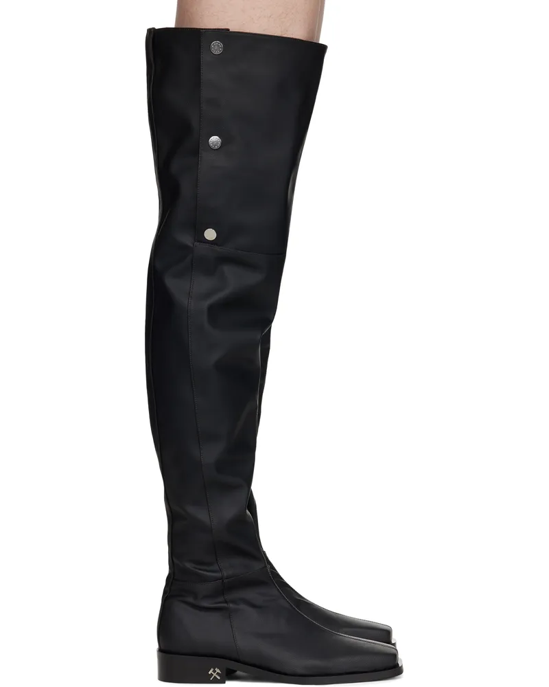 GmbH Black Adem Overknee Snap Buttons Tall Boots Black