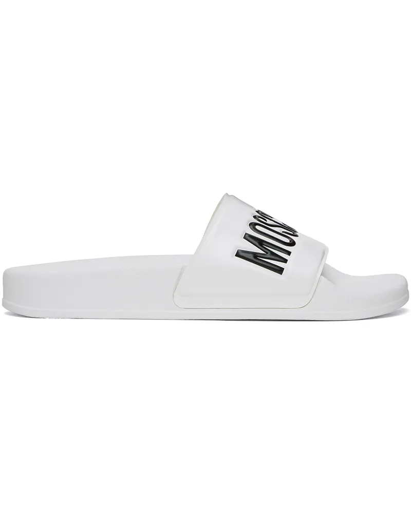Moschino White Pool Slides 100