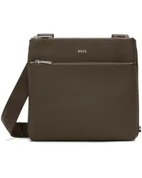 HUGO BOSS Brown Envelope Logo Detail Bag 361-open