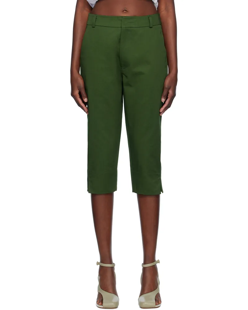 Renaissance Renaissance Green Sami Cropped Gabardine Trousers Green