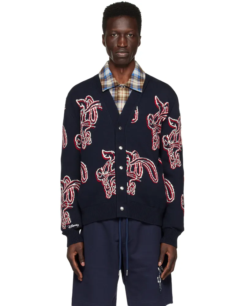 Moncler Navy Intarsia Cardigan 742