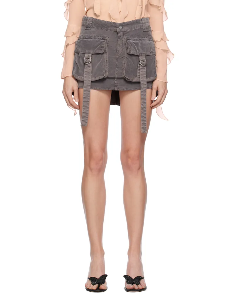 Blumarine Gray Low-Rise Miniskirt N0966