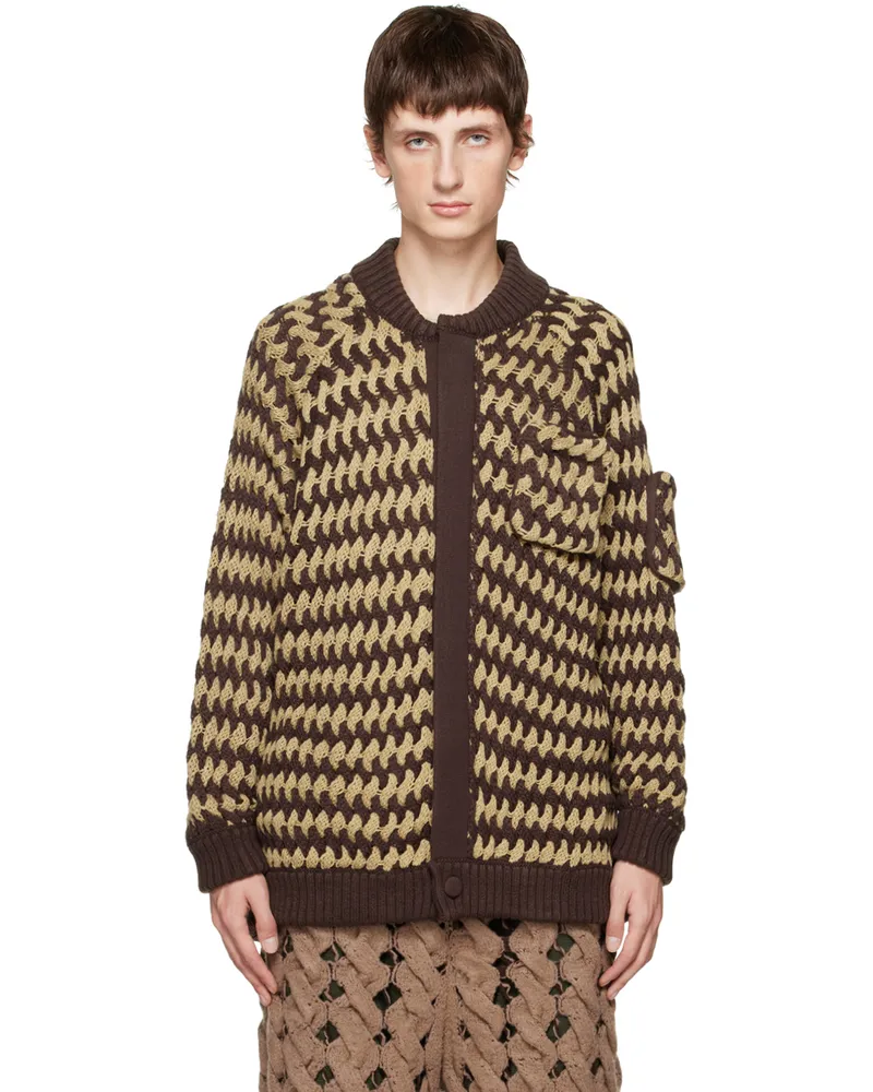 Isa Boulder Beige & Brown Tinybasket Cardigan Cigar