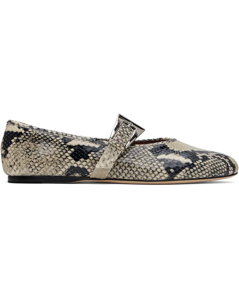 Paris Texas Black & White Sveva Buckle Ballerina Flats Naturale