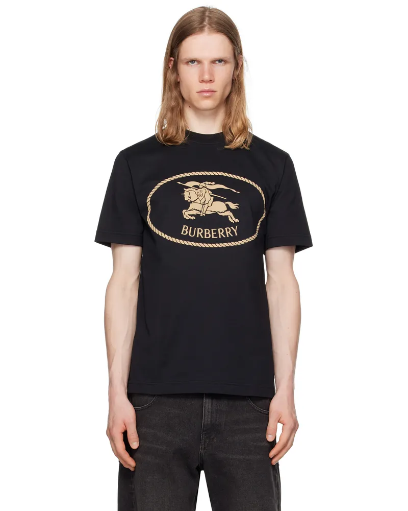 Burberry Black Knight Stamp Cotton T-shirt Black