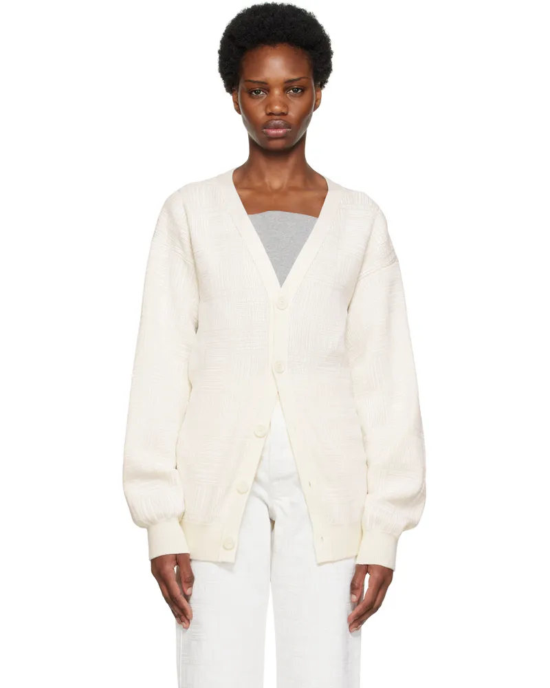 VTMNTS White Barcode Cardigan White