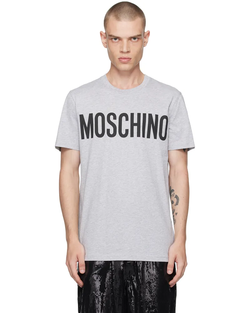 Moschino Gray Bonded Logo T-Shirt Multi