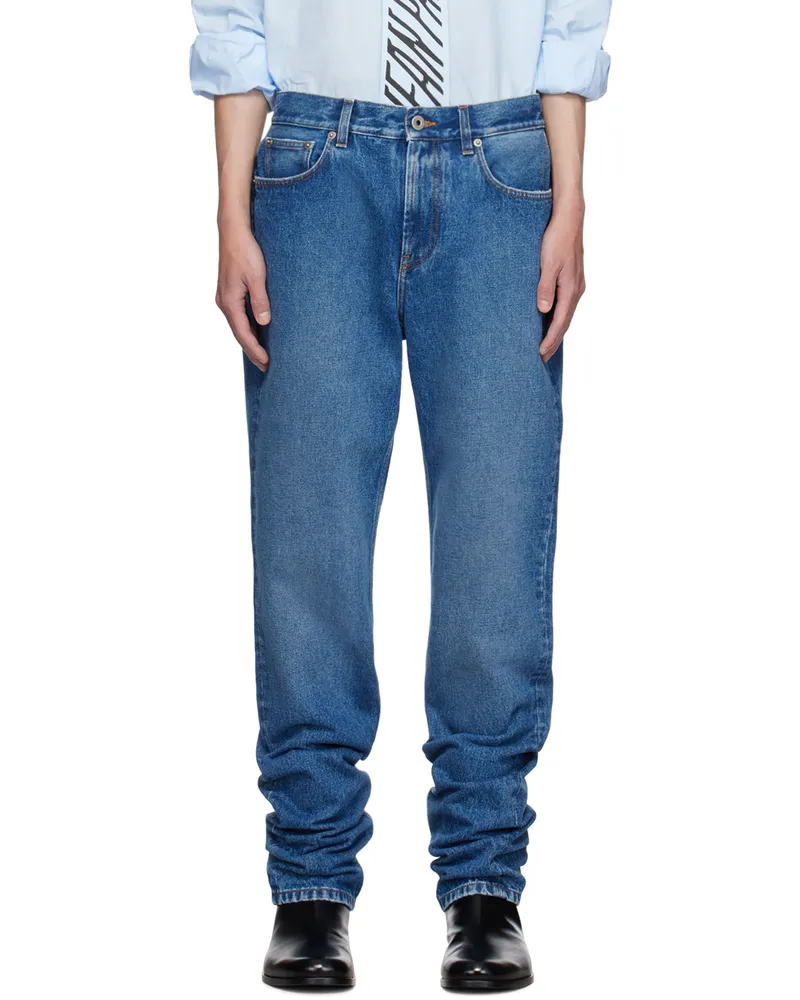 Jean Paul Gaultier Blue Leather Pocket Jeans 57-vintageblue
