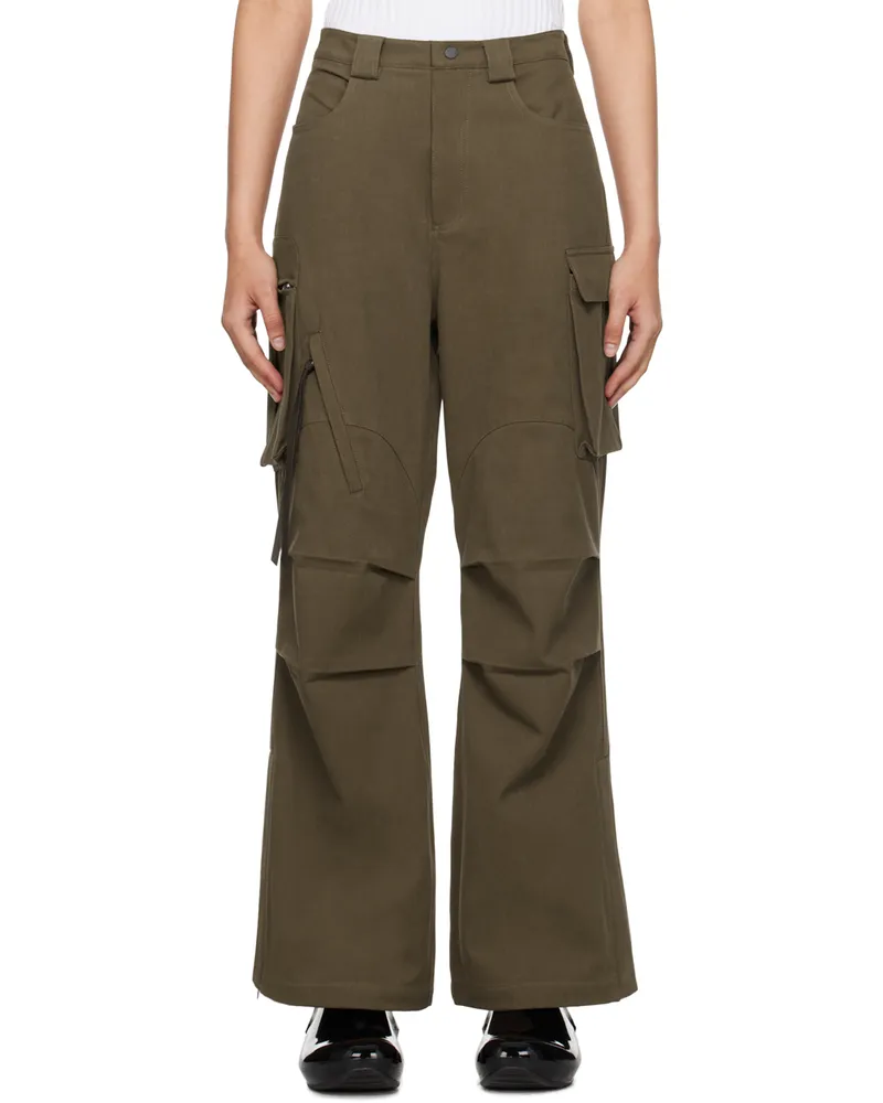 Fax Copy Express Brown Slit-Hem Cargo Pants Brown