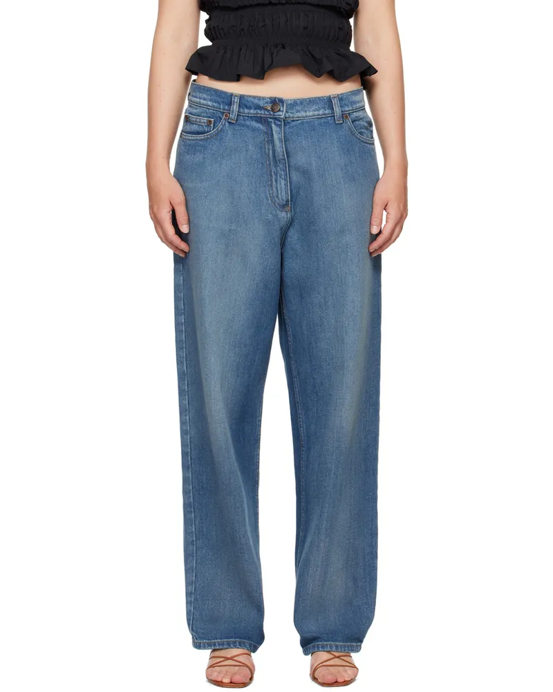 Magda Butrym Indigo Loose Leg Jeans Navy