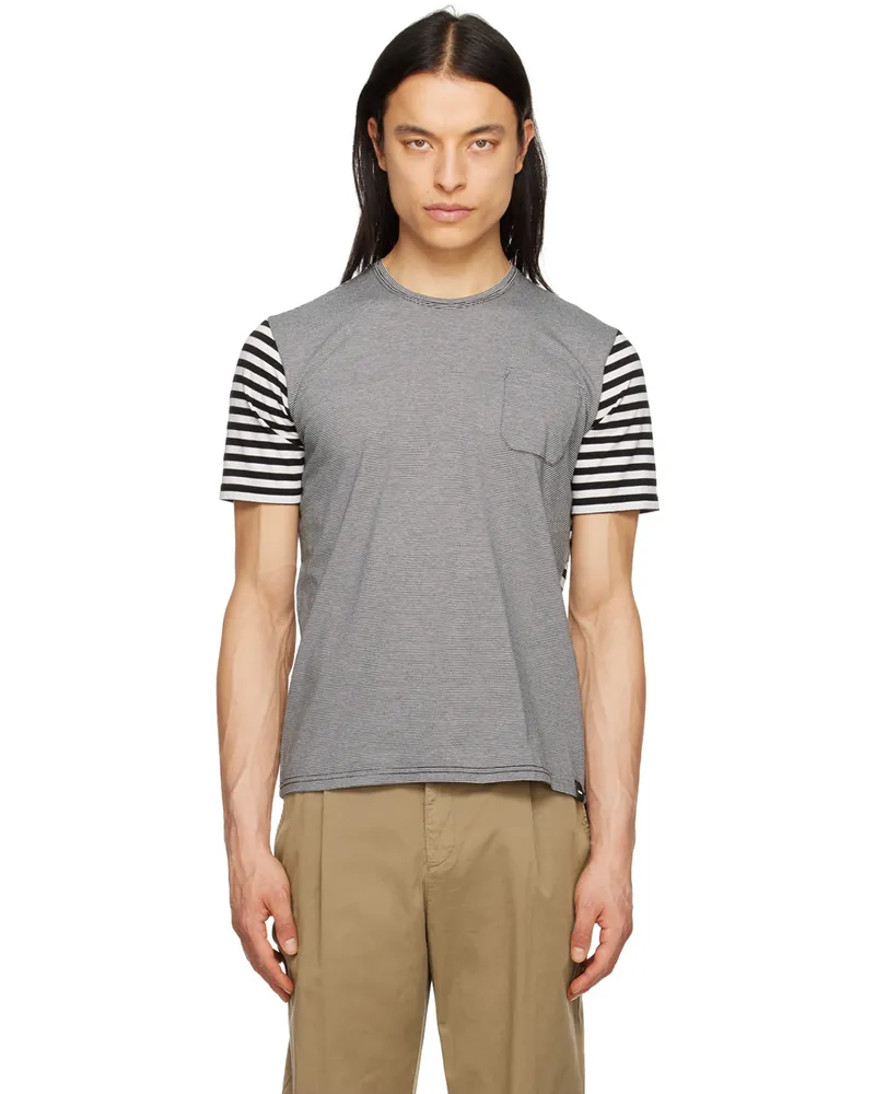 ASPESI Black & White Striped T-Shirt 25241