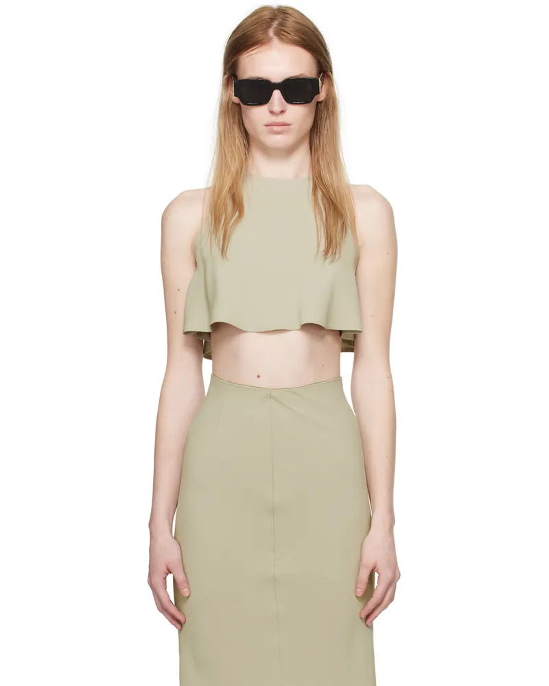 AMI Paris Green Cropped Tank Top Sauge