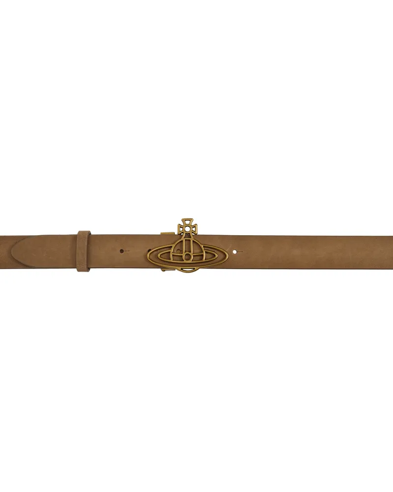 Vivienne Westwood Tan Thin Line Orb Belt Ss25-c406