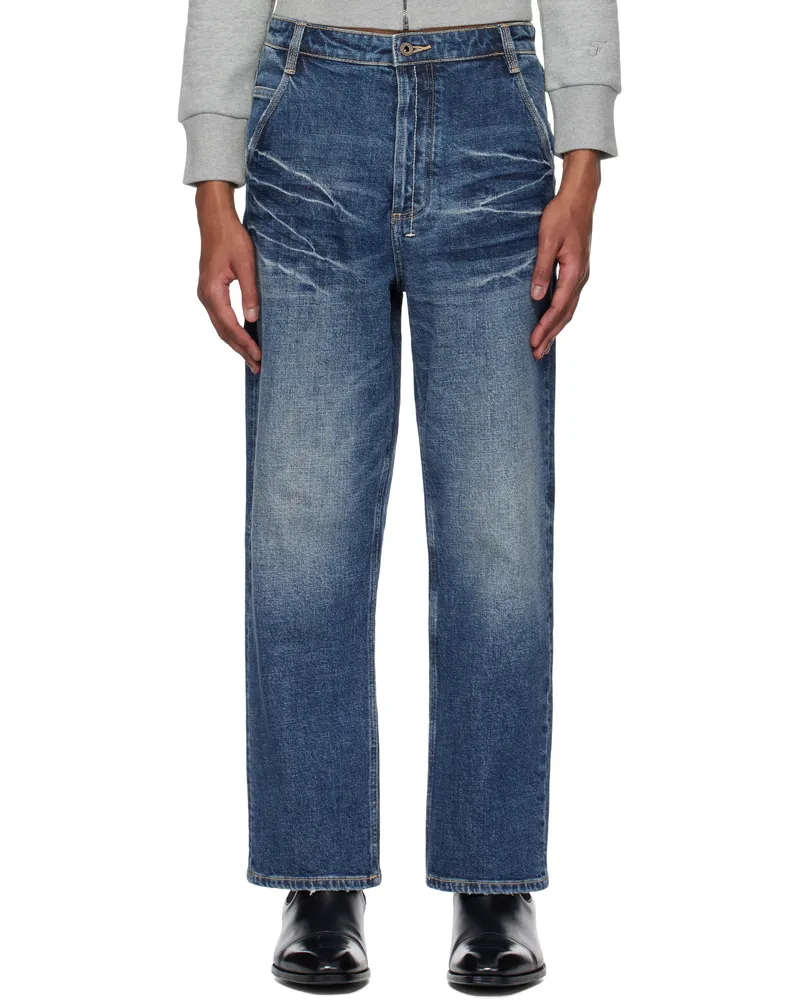 Fax Copy Express Blue Straight-Cut Jeans Dark