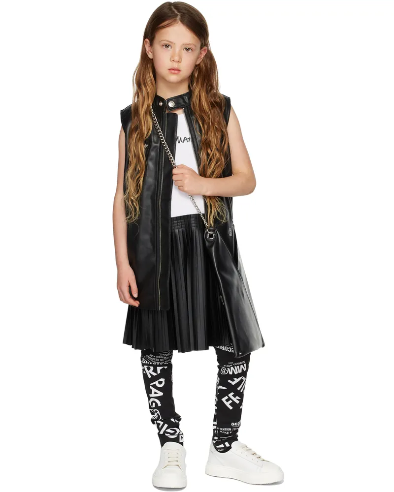 Maison Margiela Kids Black Faux-Leather Biker Dress M6900