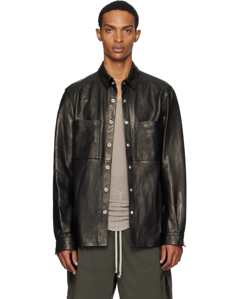Rick Owens Black Concordians Outershirt Leather Jacket 09