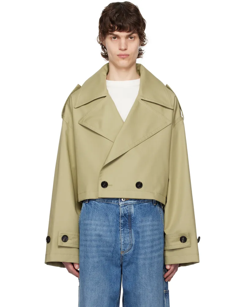 Bottega Veneta Beige Fine Compact Cotton Twill Trench Coat 3008