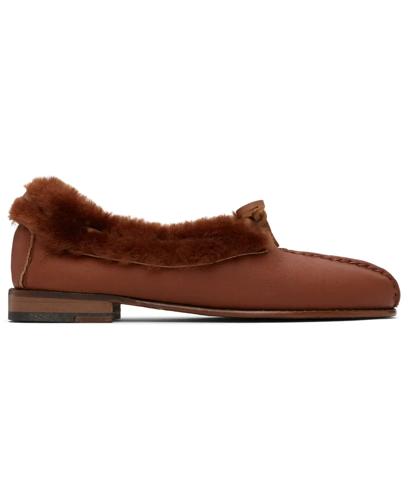 HEREU Tan Tilla Shearling Loafers Tan