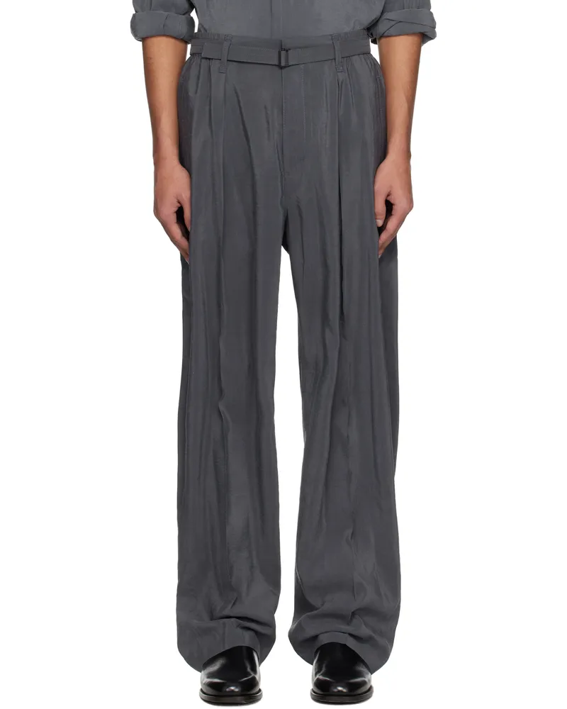 Christophe Lemaire Gray Belted Relaxed Trousers Bk991