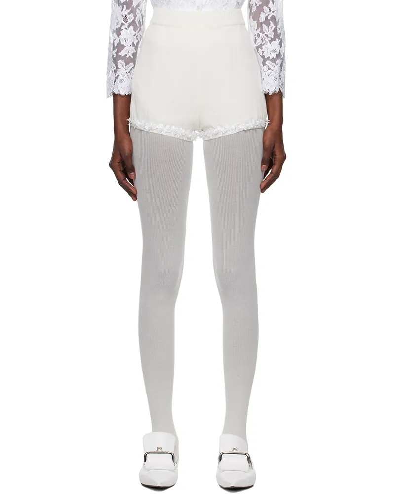 SHUSHU/TONG Off-White Beaded Shorts Wh100