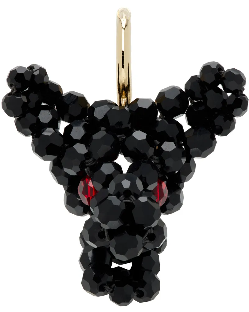 Simone Rocha Black & Red Creature Trophy Head Single Earring Black
