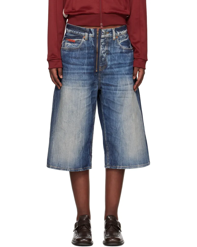 Martine Rose Blue Zip Denim Shorts Blu