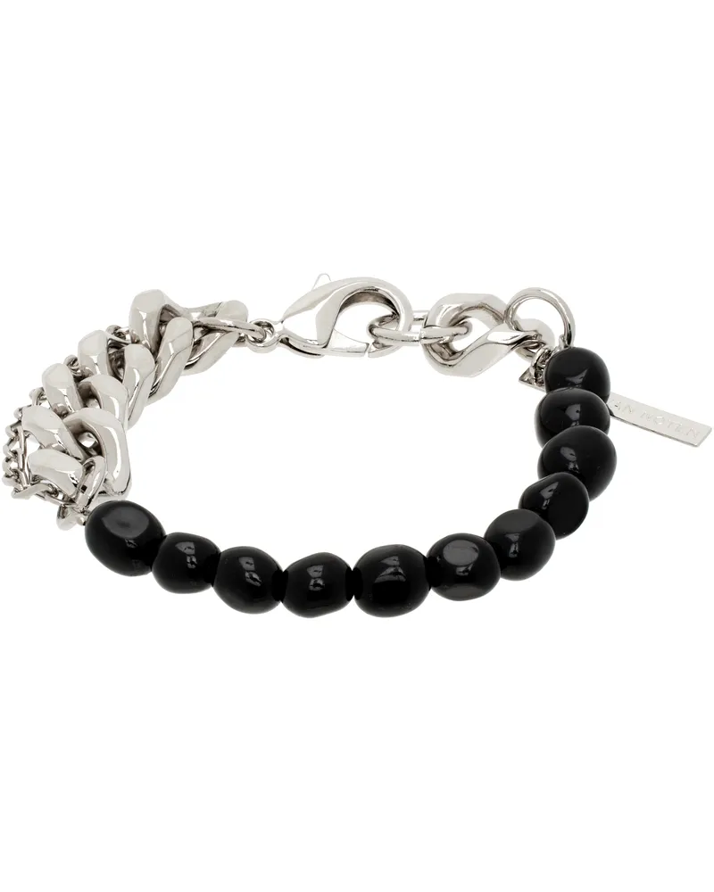 Dries van Noten Silver & Black Stone Chain Bracelet 900