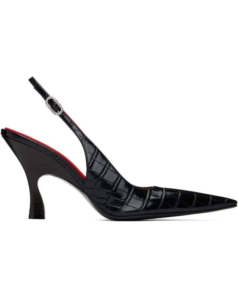 Stella McCartney Black Elsa Pointed Toe Slingback Heels 1000