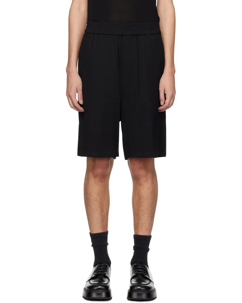 AMI Paris Black Elasticized Waist Shorts Black