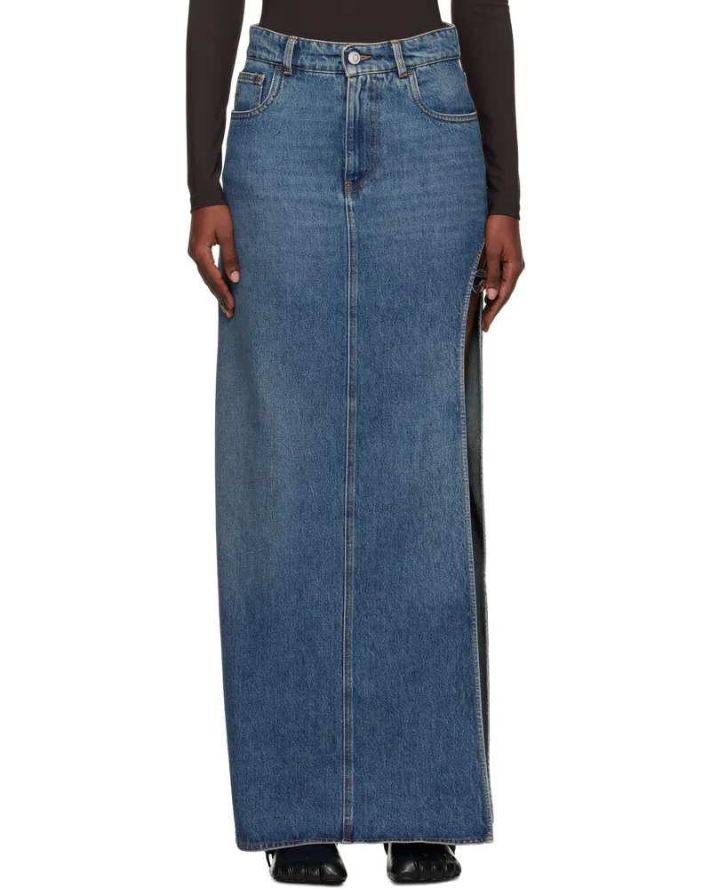 COPERNI Blue Garter Belt Denim Maxi Skirt Blue