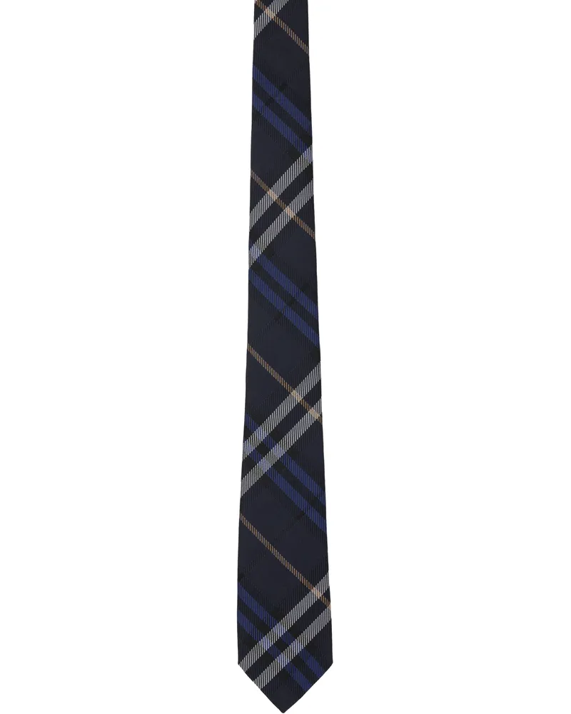 Burberry Navy Check Silk Tie Ink
