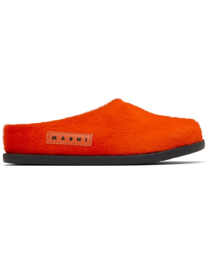 Marni Kids Orange Fussbett Sabot Mules Orange