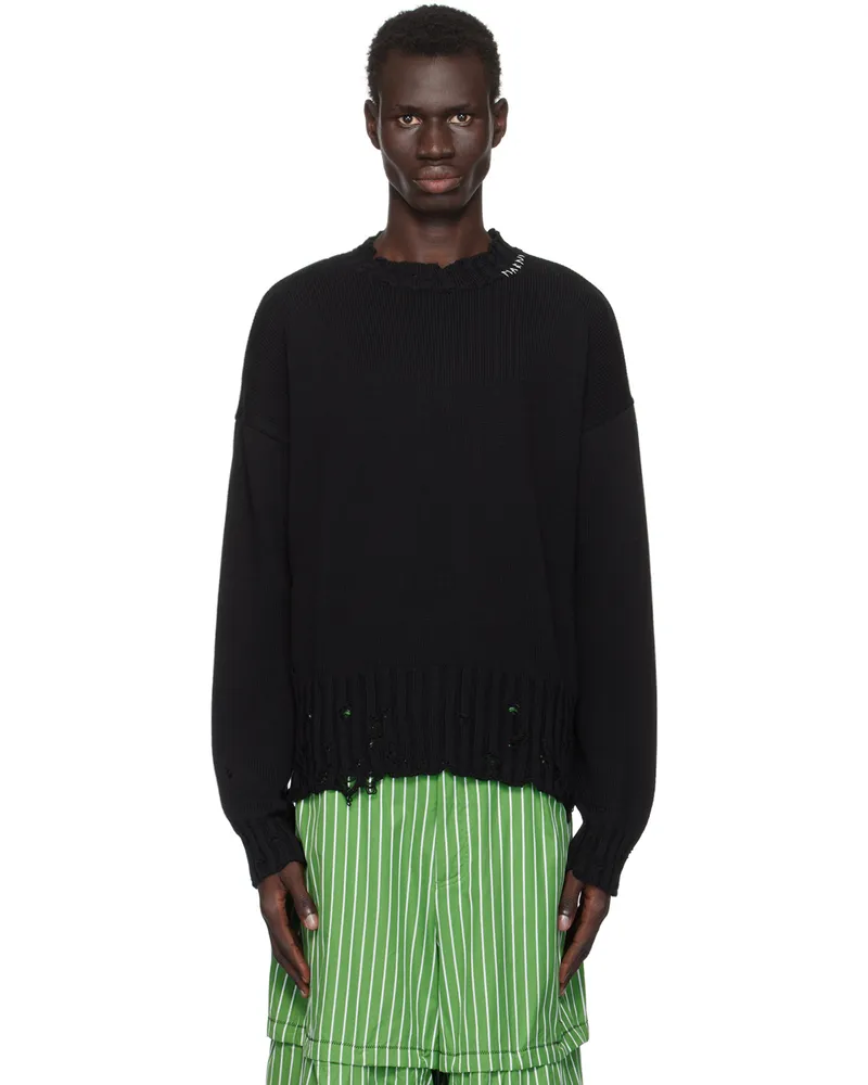 Marni Black Twisted Crewneck Sweater 00n99