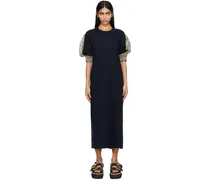 Navy & Khaki Paneled Maxi Dress