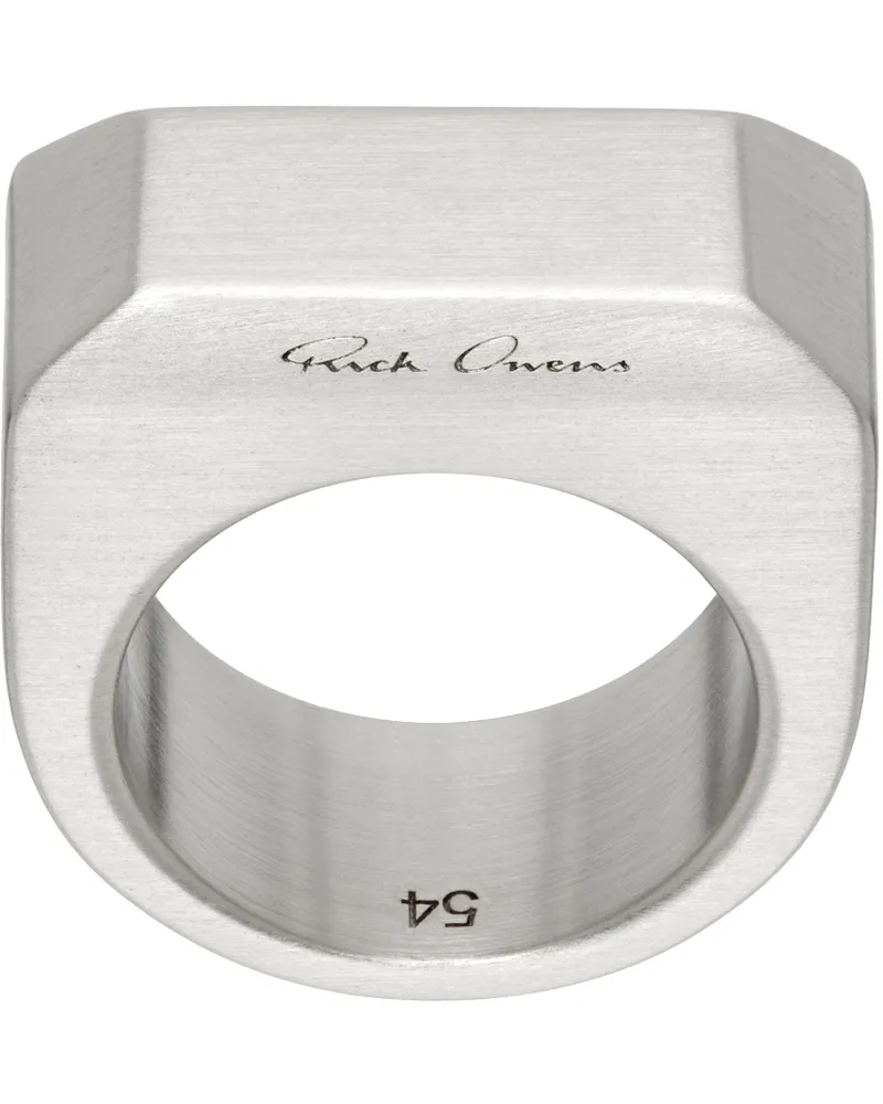 Rick Owens Silver Porterville Beveled Ring Palladio