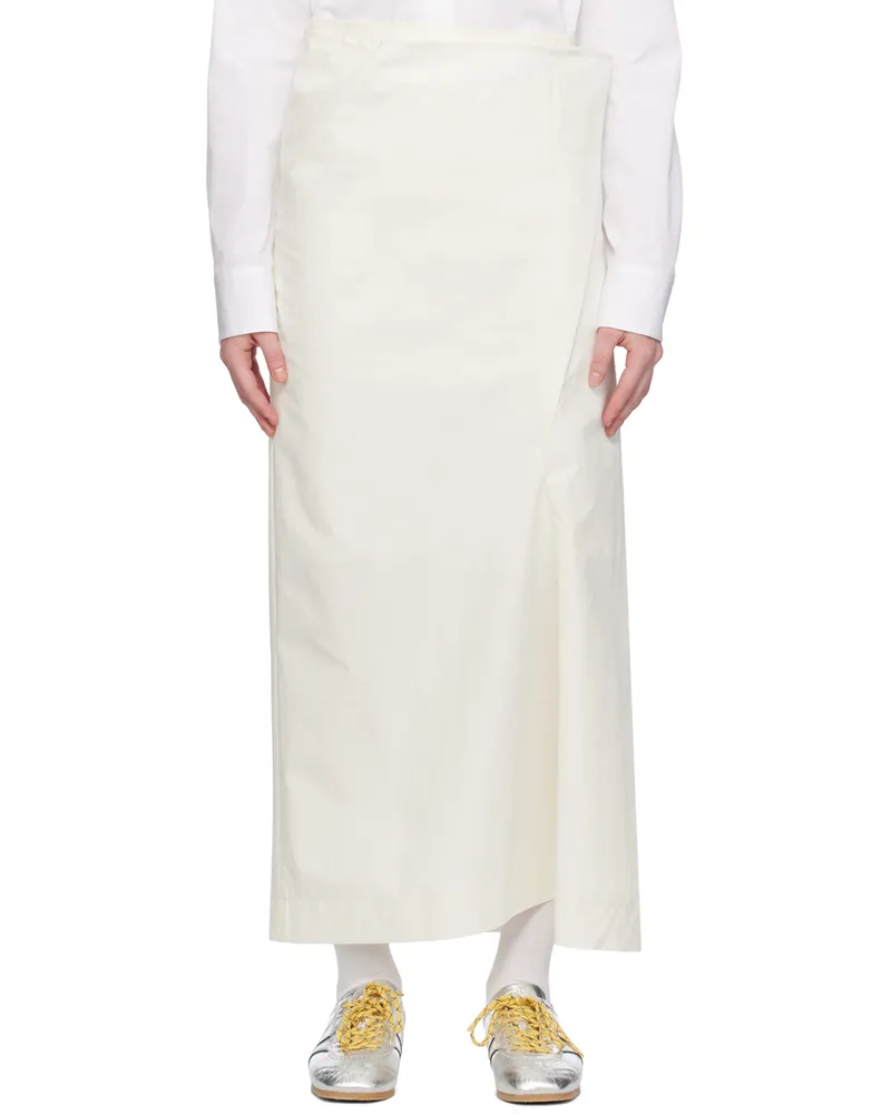 Commission White Paneled Midi Skirt White