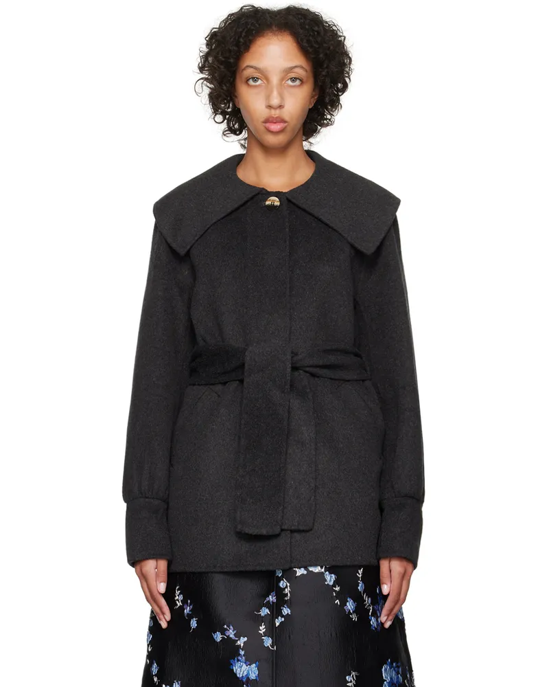 Ganni Gray Relaxed-Fit Coat 252